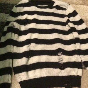 Black and white striped knit sweater
